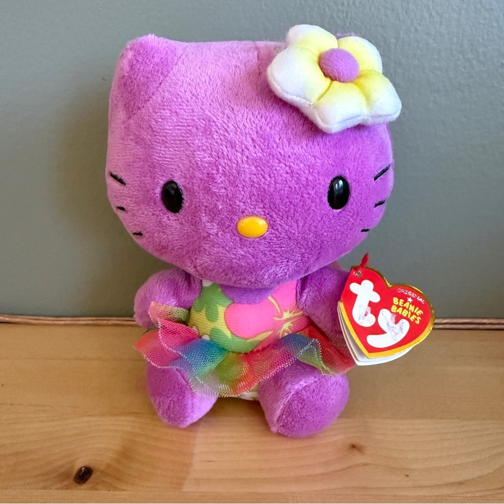 Hello Kitty Purple TY Plush Stuffed Animal - Sanrio Kawaii Collectible Stuffie